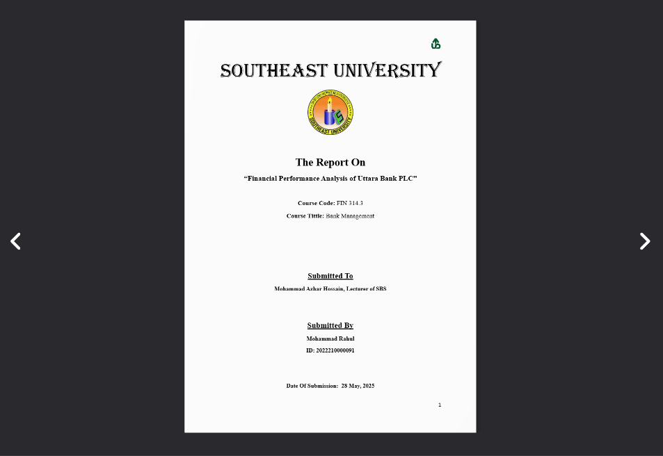 “Financial Performance Analysis of Uttara Bank PLC”