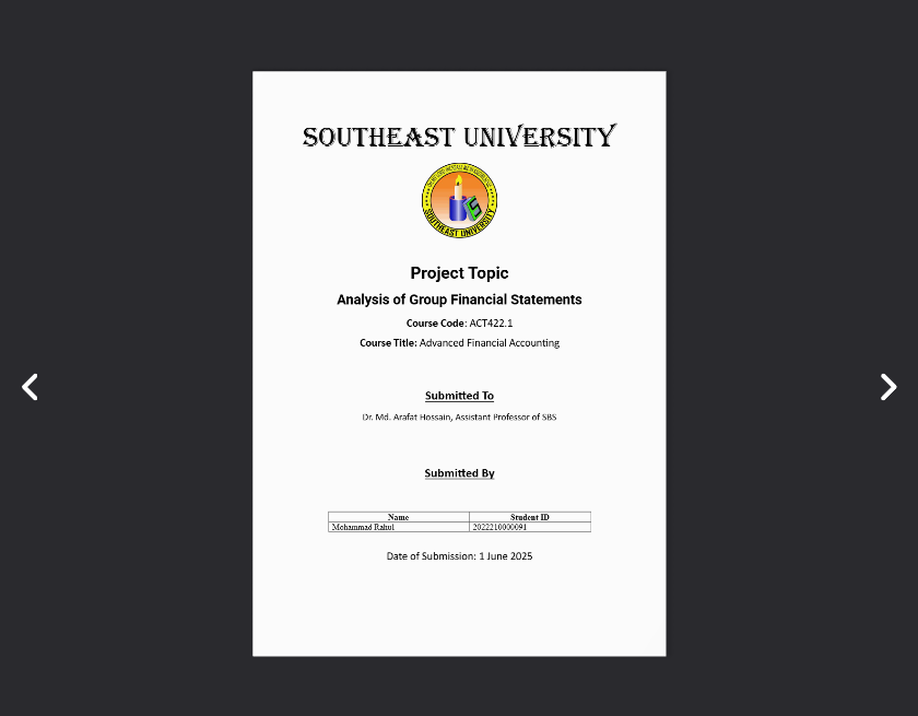 Analysis of Group Financial Statements