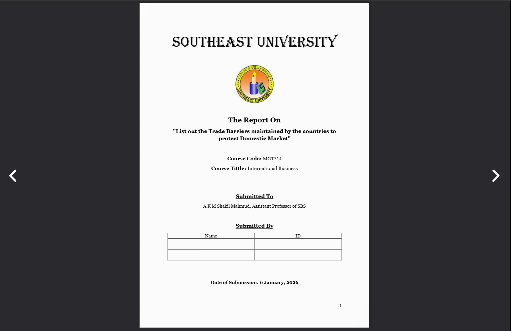 List out the Trade Barriers maintained by the countries to protect Domestic Market